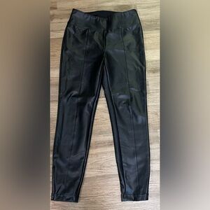 Women's Peach Faux Leather Pants With Zippered Ankles